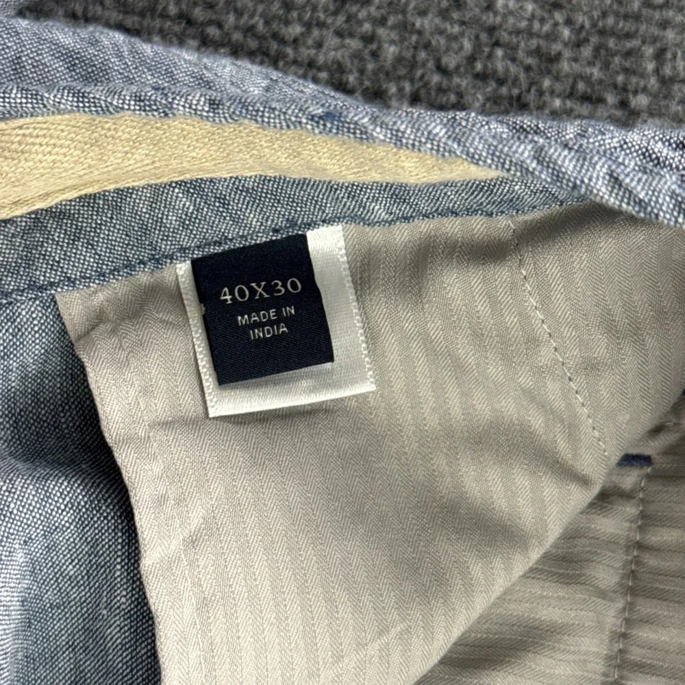 Jos. A. Bank Linen Blend Trousers Mens 40x28 Blue Tailored Fit Drawstring Waist